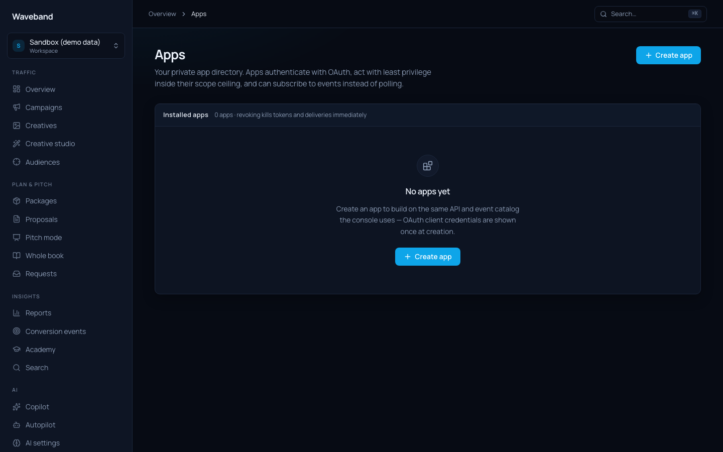 Partner apps management