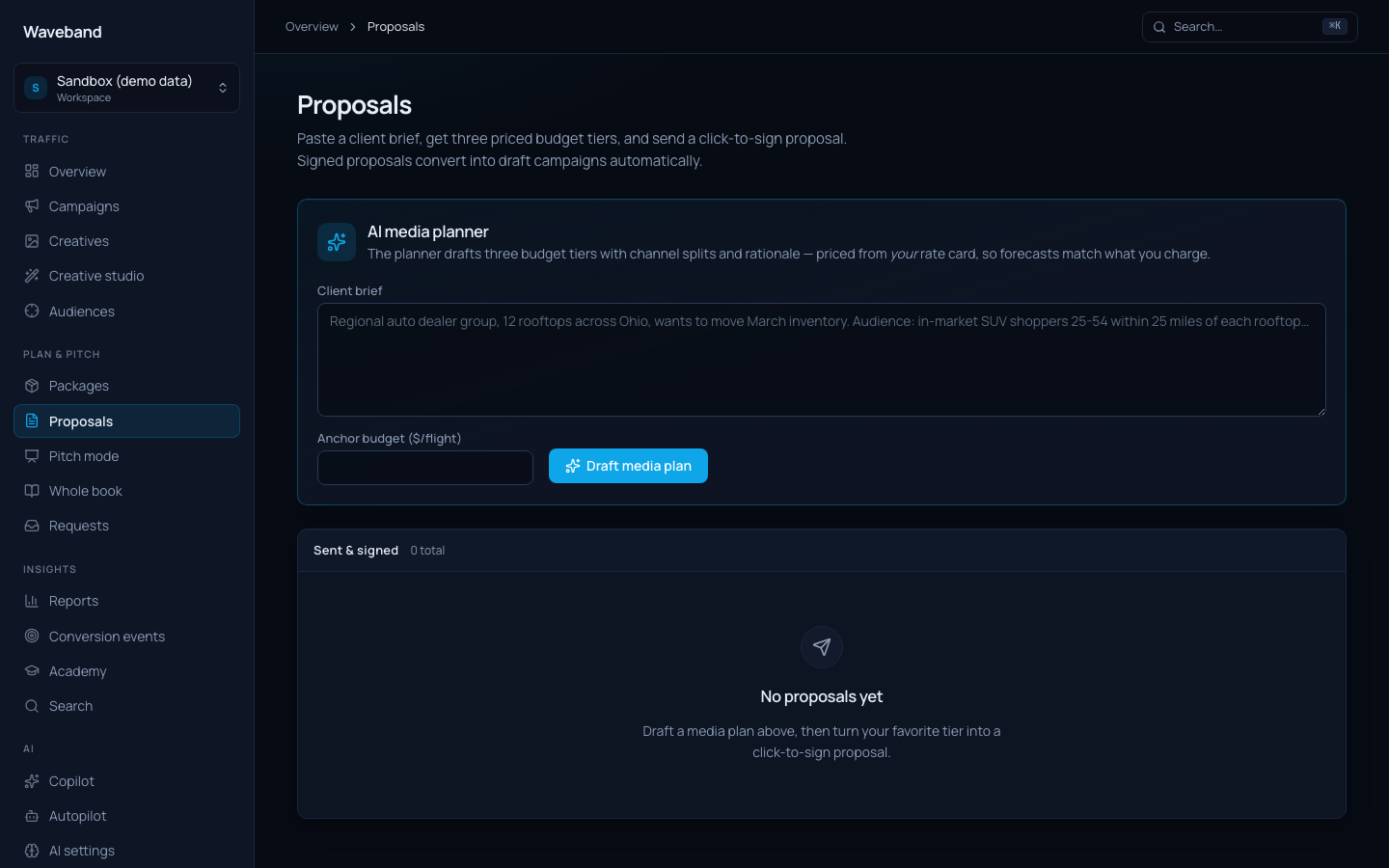Proposal list and builder